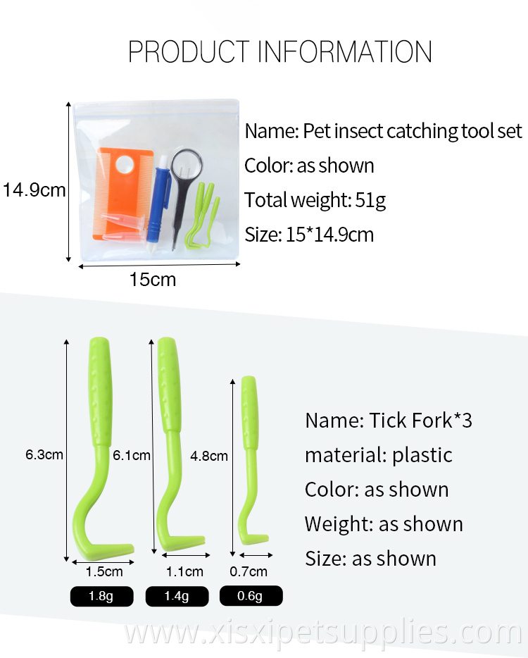 Factory Wholesale 8 In 1 Multifunction Pet Cat Dog Flea Tick Remover Tool Set